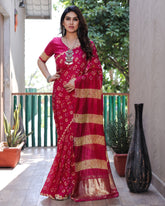 Classic Bandhej Design Pink Color Silk Saree